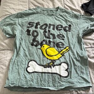 Fashion Nova Mint Green Dog Tee with Yellow Bird Graphic